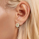 Sunflower Hoop Earrings on Ear