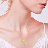 Sunflower Jewelry Necklace Worn Around Neck