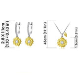 Sunflower Necklace and Earring Set Size