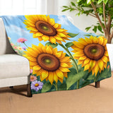 Sunflower Print Blanket Home Decor