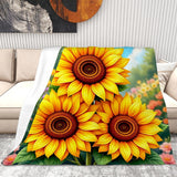 Sunflower Print Blanket Living Room