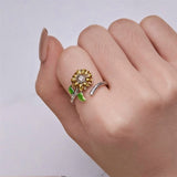Sunflower Ring on Finger