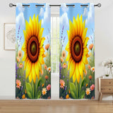 Sunflower Window Curtains Home Decor