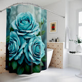 Teal Rose Shower Curtain