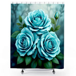 Teal Rose Shower Curtain