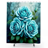 Teal Rose Shower Curtain