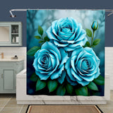 Teal Rose Shower Curtain Home Decor