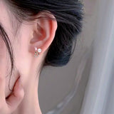 Tulip Pearl Earrings on Ear