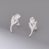 Tulip Stud Earrings Close Up View