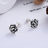Vintage Rose Earrings Close Up View