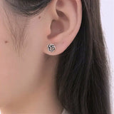 Vintage Rose Earrings on Ear