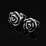 Vintage Rose Stud Earrings Close Up View