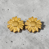 Vintage Sunflower Earrings Close Up View