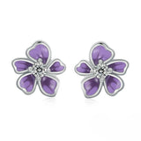 Violet Flower Earrings