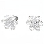 Silver Lotus Flower Earrings