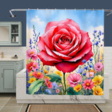 Watercolor Rose Shower Curtain Home Decor