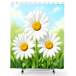 White Daisy Shower Curtain