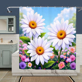 White Daisy Shower Curtain Home Decor
