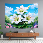 White Flower Tapestry Home Decor