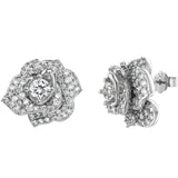 White Gold Flower Earrings Details