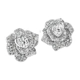White Gold Flower Earrings Front View