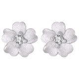 White Gold Flower Stud Earrings