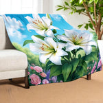 White Lily Blanket Home Decor