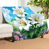 White Lily Blanket Home Decor
