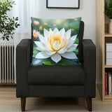 White Lotus Pillow Home Decor