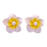 White Plumeria Earrings