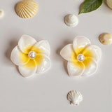 White Plumeria Earrings Hawaiian