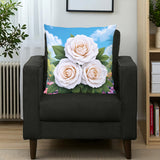 White Rose Pillow Home Decor