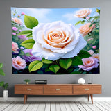 White Rose Tapestry Home Decor