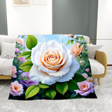 White Rose Throw Blanket Home Decor