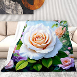 White Rose Throw Blanket Living Room