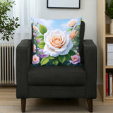 White Rose Throw Pillow Home Decor