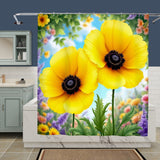 Yellow Poppy Shower Curtain Home Decor