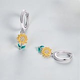 Yellow Sunflower Earrings Side View