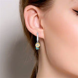 Yellow Sunflower Earrings on Ear