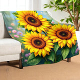 Yellow Sunflower Throw Blanket Home Decor