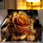 Gold Rose Throw Blanket