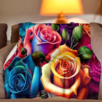 Multicolor Rose Throw Blanket