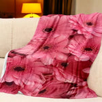 Pink Flower Throw Blanket