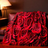 Red Floral Throw Blanket